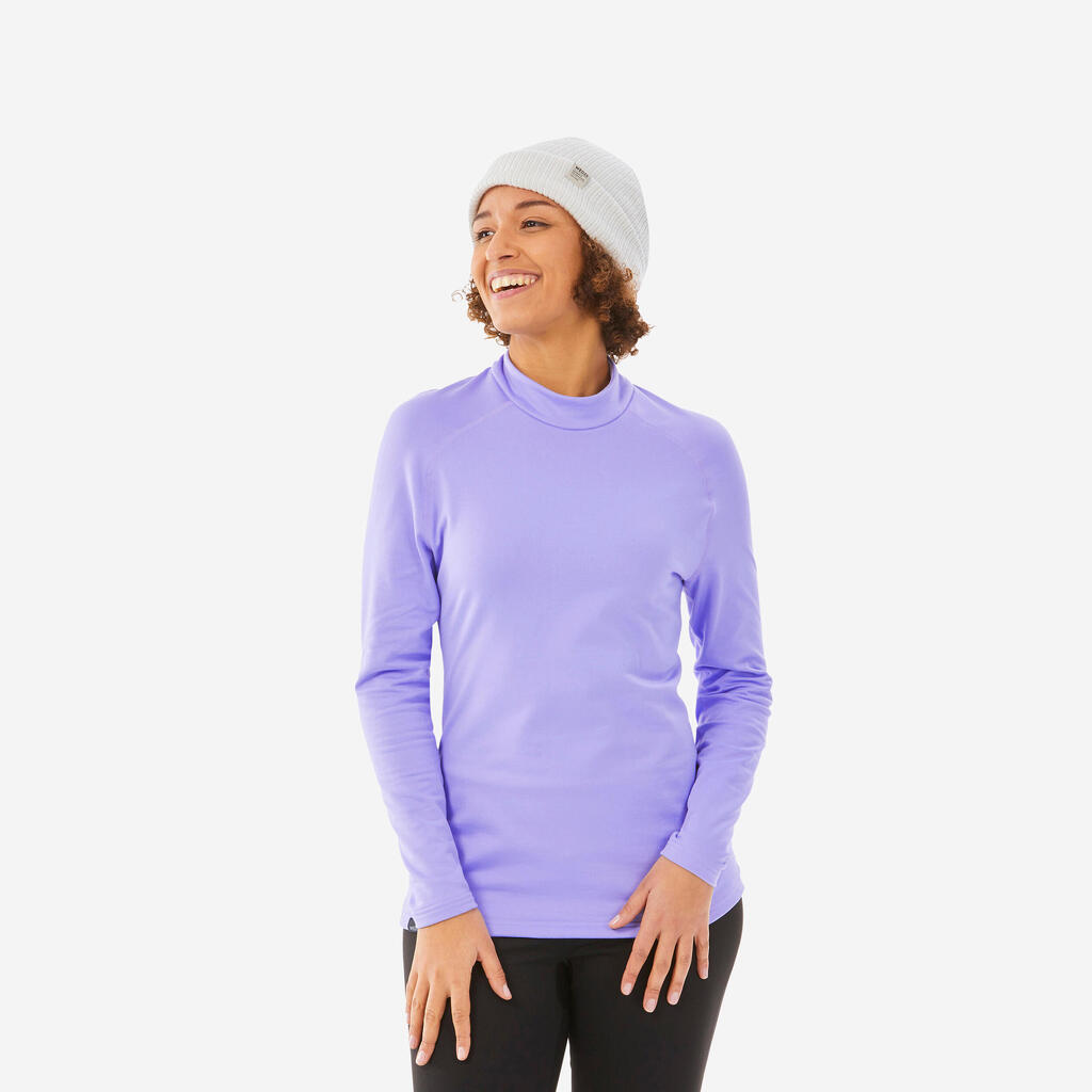 Women’s Warm, Breathable Thermal Ski Base Layer Top BL 500 - Purple